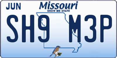 MO license plate SH9M3P