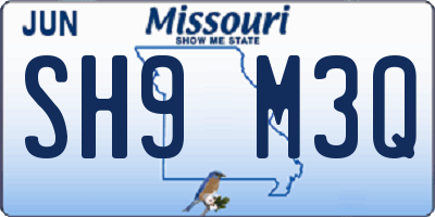 MO license plate SH9M3Q