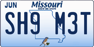 MO license plate SH9M3T
