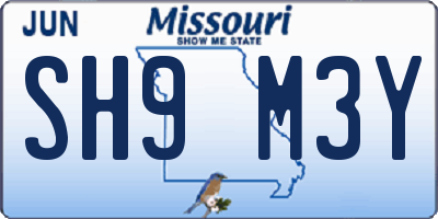 MO license plate SH9M3Y