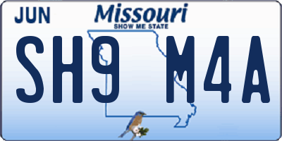 MO license plate SH9M4A