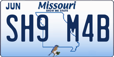 MO license plate SH9M4B