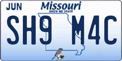 MO license plate SH9M4C