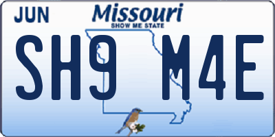 MO license plate SH9M4E