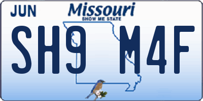 MO license plate SH9M4F