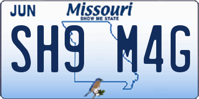 MO license plate SH9M4G
