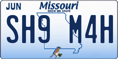 MO license plate SH9M4H