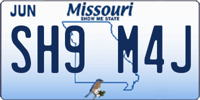 MO license plate SH9M4J
