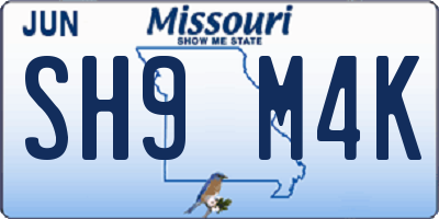 MO license plate SH9M4K