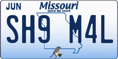 MO license plate SH9M4L