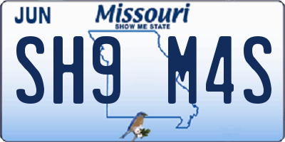 MO license plate SH9M4S