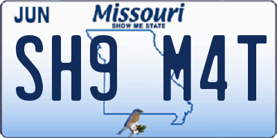 MO license plate SH9M4T