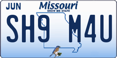 MO license plate SH9M4U