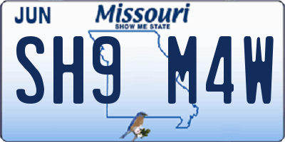 MO license plate SH9M4W