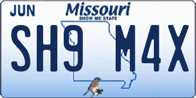 MO license plate SH9M4X