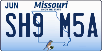 MO license plate SH9M5A