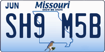 MO license plate SH9M5B