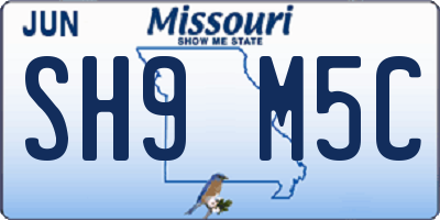 MO license plate SH9M5C