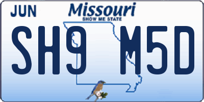 MO license plate SH9M5D