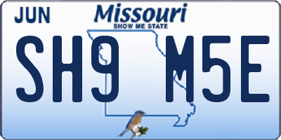 MO license plate SH9M5E