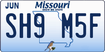 MO license plate SH9M5F