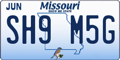 MO license plate SH9M5G