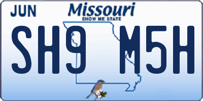 MO license plate SH9M5H