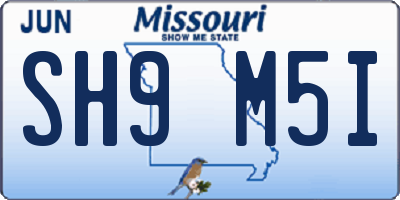 MO license plate SH9M5I