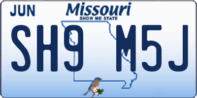 MO license plate SH9M5J