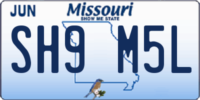 MO license plate SH9M5L