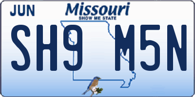 MO license plate SH9M5N