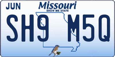 MO license plate SH9M5Q