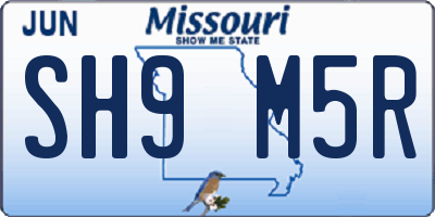 MO license plate SH9M5R