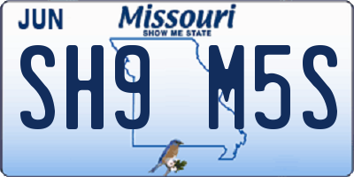 MO license plate SH9M5S