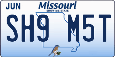 MO license plate SH9M5T
