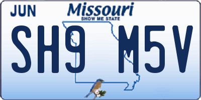 MO license plate SH9M5V