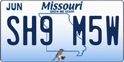 MO license plate SH9M5W