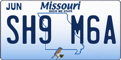 MO license plate SH9M6A