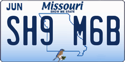 MO license plate SH9M6B