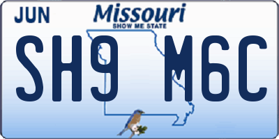 MO license plate SH9M6C