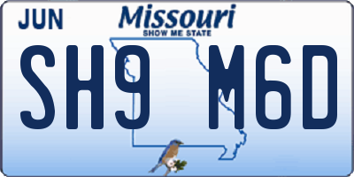 MO license plate SH9M6D