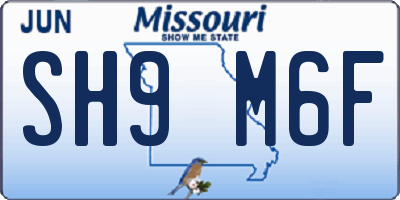 MO license plate SH9M6F