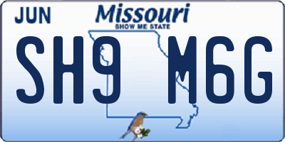 MO license plate SH9M6G