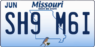 MO license plate SH9M6I