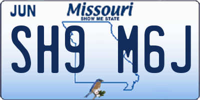 MO license plate SH9M6J