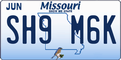MO license plate SH9M6K