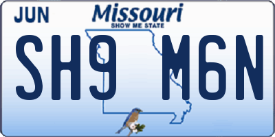 MO license plate SH9M6N