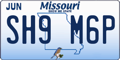 MO license plate SH9M6P