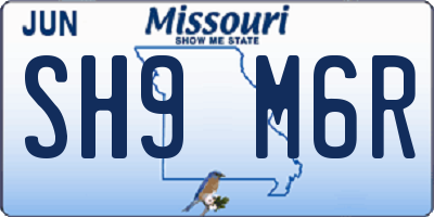 MO license plate SH9M6R