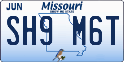 MO license plate SH9M6T